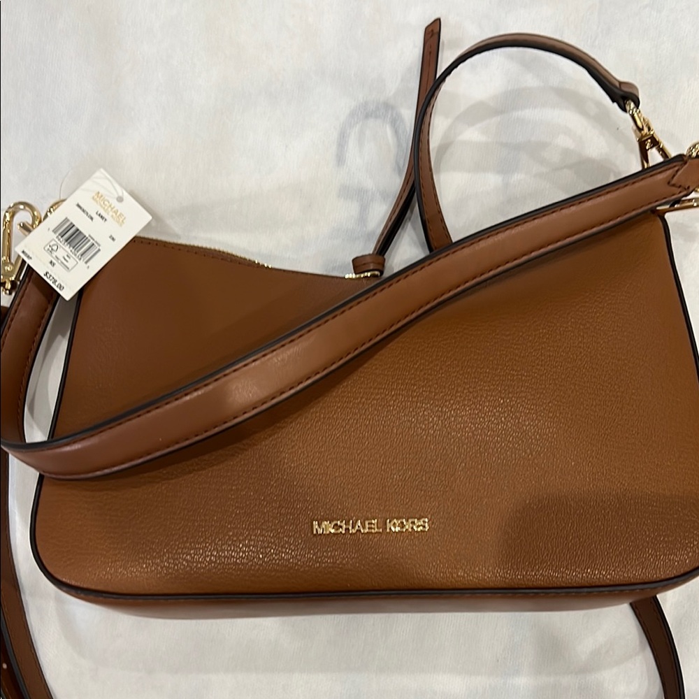 Michael Kors Brown Shoulder Bag with Elegant Gold Accents